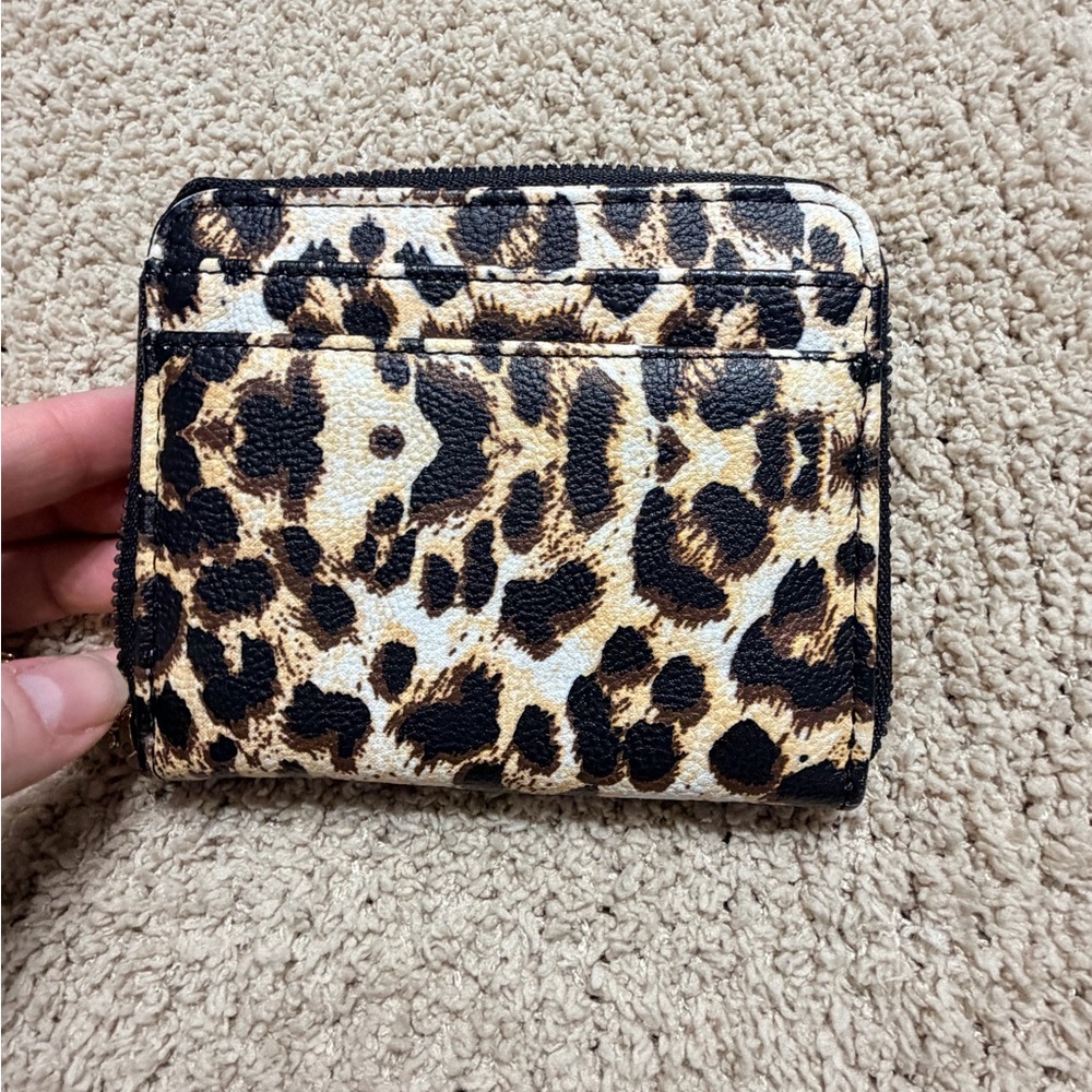 Betsey Johnson Leopard Print Zip Card Wallet with Gold Accents - Picture 4 of 7